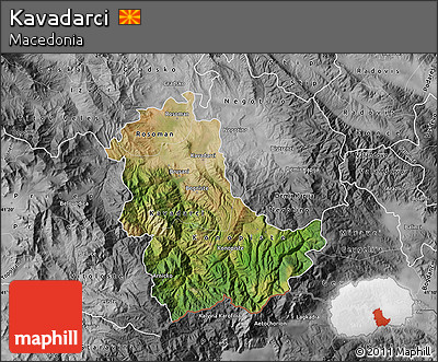 Satellite Map of Kavadarci, desaturated