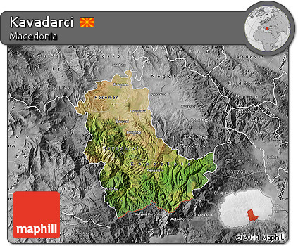 Satellite Map of Kavadarci, desaturated