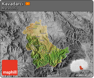 Satellite Map of Kavadarci, desaturated