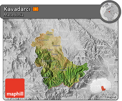 Satellite Map of Kavadarci, lighten, desaturated