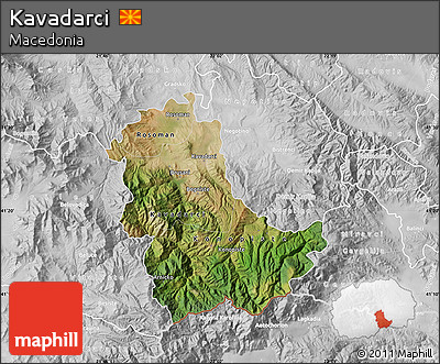 Satellite Map of Kavadarci, lighten, desaturated