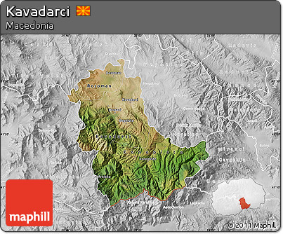 Satellite Map of Kavadarci, lighten, desaturated