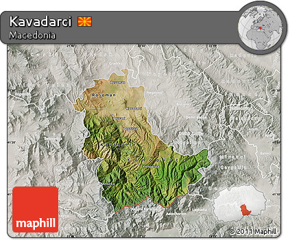 Satellite Map of Kavadarci, lighten, semi-desaturated