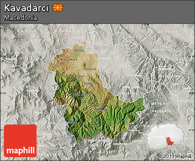 Satellite Map of Kavadarci, lighten, semi-desaturated
