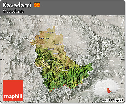 Satellite Map of Kavadarci, lighten, semi-desaturated