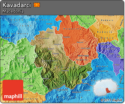 Satellite Map of Kavadarci, political shades outside