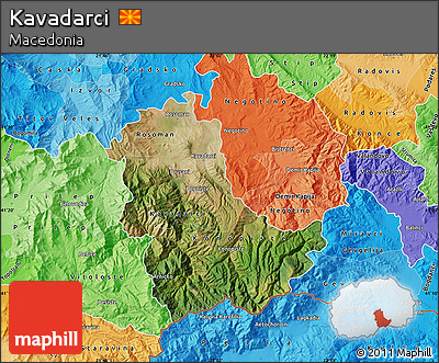 Satellite Map of Kavadarci, political shades outside