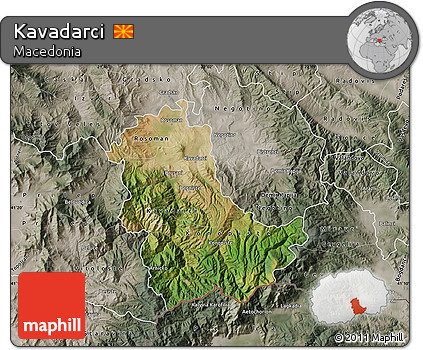 Satellite Map of Kavadarci, semi-desaturated