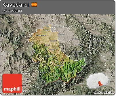 Satellite Map of Kavadarci, semi-desaturated