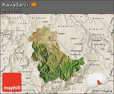 Satellite Map of Kavadarci, shaded relief outside