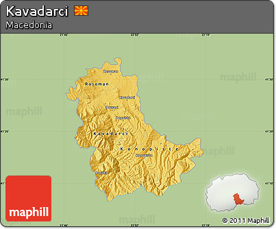 Savanna Style Map of Kavadarci, single color outside