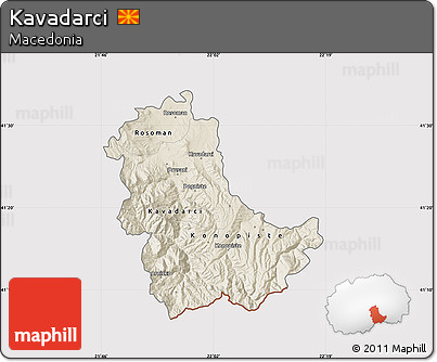 Shaded Relief Map of Kavadarci, cropped outside