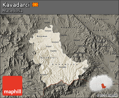 Shaded Relief Map of Kavadarci, darken
