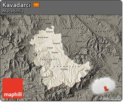 Shaded Relief Map of Kavadarci, darken