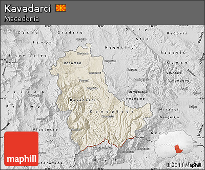 Shaded Relief Map of Kavadarci, desaturated