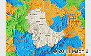 Shaded Relief Map of Kavadarci, political outside