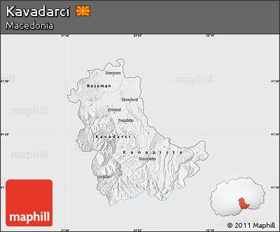 Silver Style Map of Kavadarci, single color outside