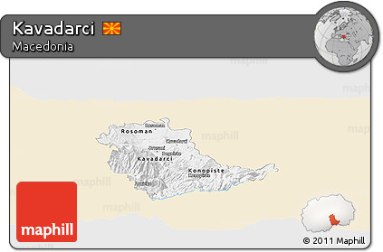 Classic Style Panoramic Map of Kavadarci, single color outside