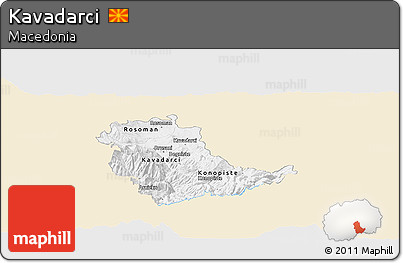Classic Style Panoramic Map of Kavadarci, single color outside
