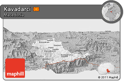 Gray Panoramic Map of Kavadarci