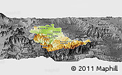 Physical Panoramic Map of Kavadarci, darken, desaturated