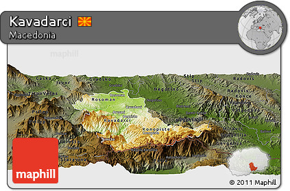 Physical Panoramic Map of Kavadarci, darken