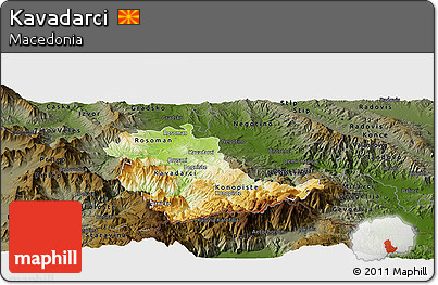 Physical Panoramic Map of Kavadarci, darken