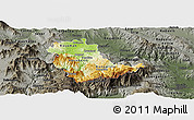 Physical Panoramic Map of Kavadarci, darken, semi-desaturated