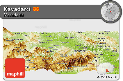 Physical Panoramic Map of Kavadarci