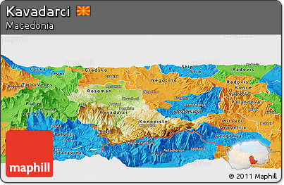 Physical Panoramic Map of Kavadarci, political outside