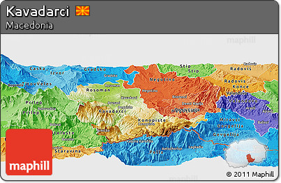 Physical Panoramic Map of Kavadarci, political shades outside