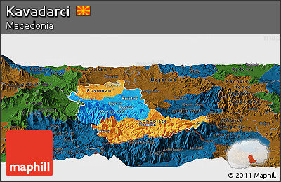 Political Panoramic Map of Kavadarci, darken