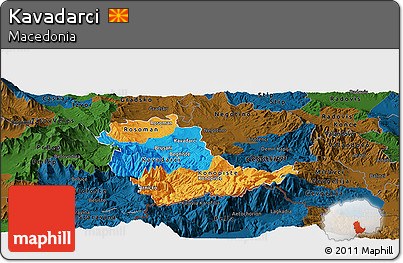 Political Panoramic Map of Kavadarci, darken