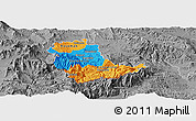 Political Panoramic Map of Kavadarci, desaturated