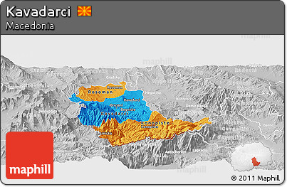 Political Panoramic Map of Kavadarci, lighten, desaturated