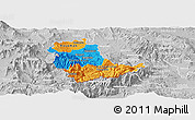 Political Panoramic Map of Kavadarci, lighten, desaturated