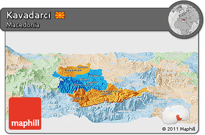 Political Panoramic Map of Kavadarci, lighten