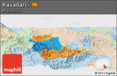 Political Panoramic Map of Kavadarci, lighten
