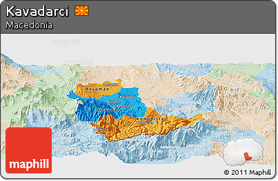 Political Panoramic Map of Kavadarci, lighten