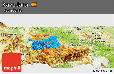 Political Panoramic Map of Kavadarci, physical outside
