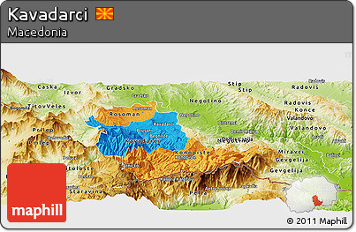 Political Panoramic Map of Kavadarci, physical outside