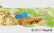 Political Panoramic Map of Kavadarci, physical outside