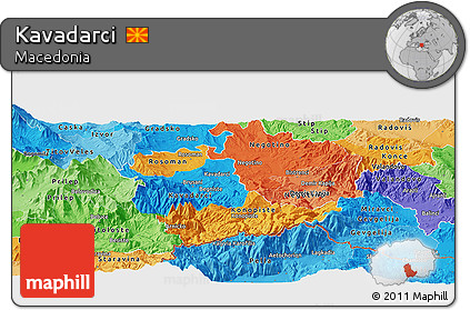 Political Panoramic Map of Kavadarci, political shades outside
