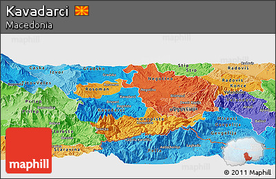 Political Panoramic Map of Kavadarci, political shades outside