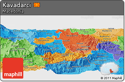 Political Panoramic Map of Kavadarci, political shades outside