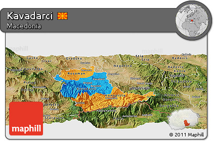 Political Panoramic Map of Kavadarci, satellite outside