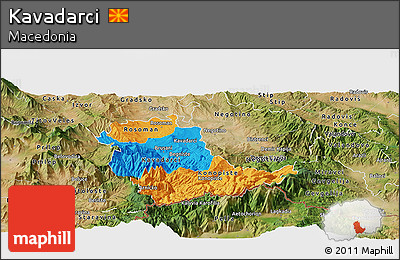 Political Panoramic Map of Kavadarci, satellite outside
