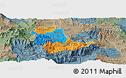 Political Panoramic Map of Kavadarci, semi-desaturated