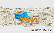 Political Panoramic Map of Kavadarci, shaded relief outside