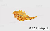 Political Shades Panoramic Map of Kavadarci, cropped outside